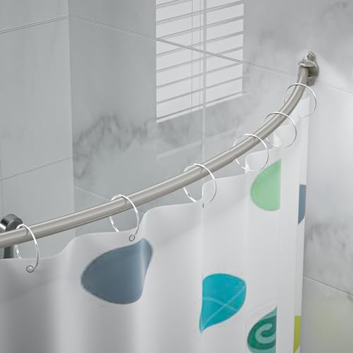 Rustproof 42-74 Inch Curved Shower Curtain Rod, Heavy Duty Nickel