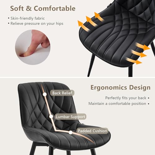 Modern Upholstered Dining Chair Set of 2 for Kitchen