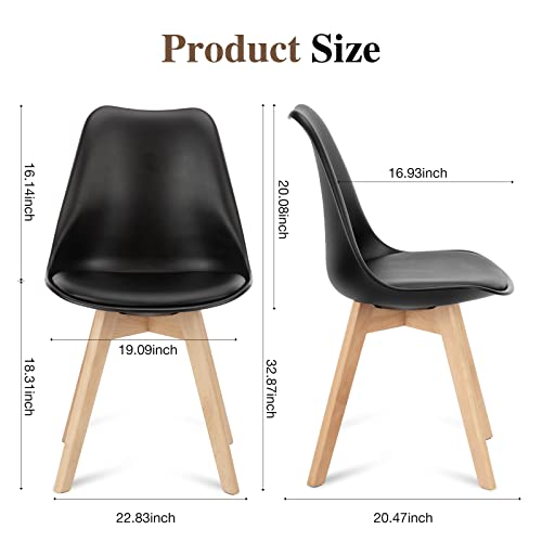 Mid-Century Modern Leather Dining Chair Set (4 Pieces)