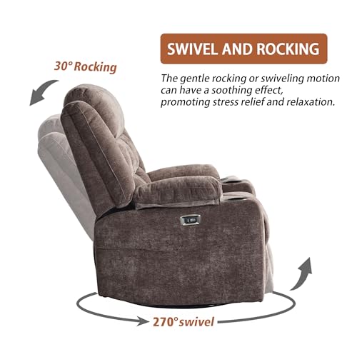 Massage Chair with Power Swivel and USB Ports for Living Room