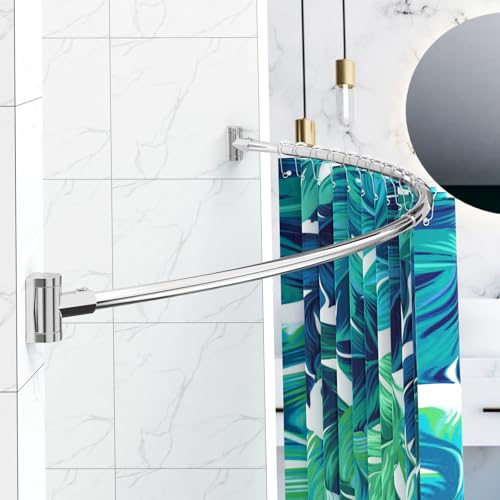 PrettyHome Chrome Adjustable Curved and Spring Shower Rods