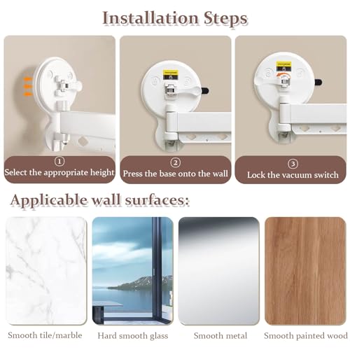 Modern Curved Shower Curtain Rod - White, 180 cm High, Wall Mount Screen with 4 Fold White Curtain