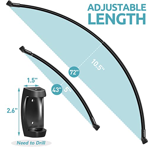 Adjustable Aluminum Curved Shower Curtain Rod for Bathroom and Bathtub, 43-72 Inches, Black