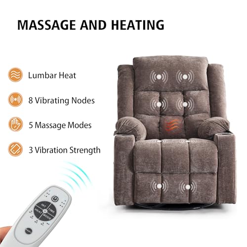 Massage Chair with Power Swivel and USB Ports for Living Room