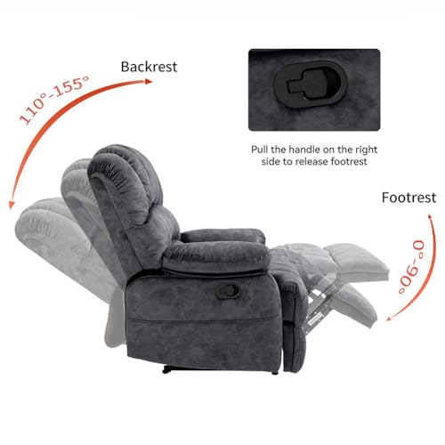 Extra Wide Fabric Recliner for Big and Tall Adults