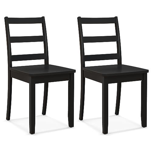 Wood Dining Chairs Set of 2 - Black, Farmhouse Style, Max Load 400 Lbs