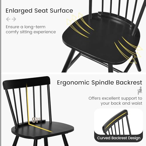 Giantex Windsor Farmhouse Dining Chair Set of 4, Black