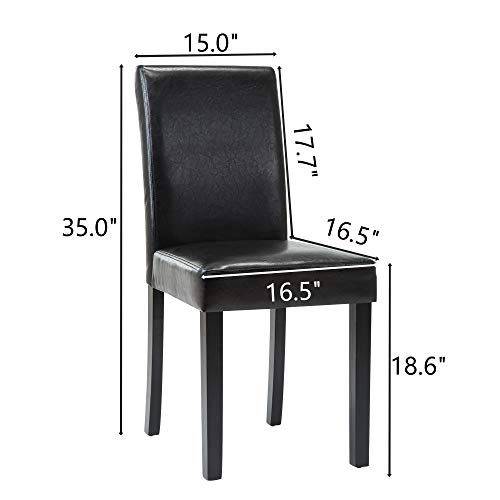 LSSPAID PU-Padded Parson Dining Chair Set, Solid Wood Legs, Black