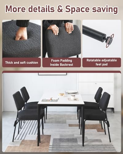 Modern Black Dining Chairs Set of 6 with Upholstered Cushions for Living Room and Bedroom
