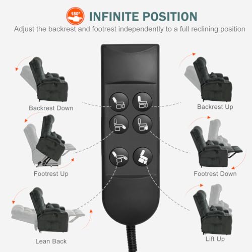 CDCASA Oversized Power Recliner with Massage & Heating, Grey