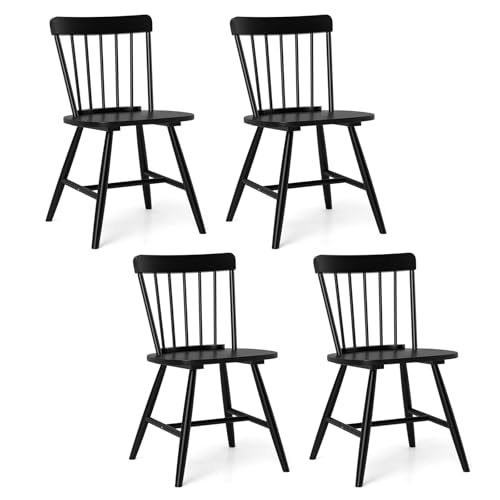 Giantex Windsor Farmhouse Dining Chair Set of 4, Black