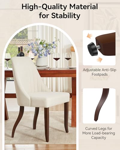 Mid Century Modern Beige Parsons Dining Chair Set of 2