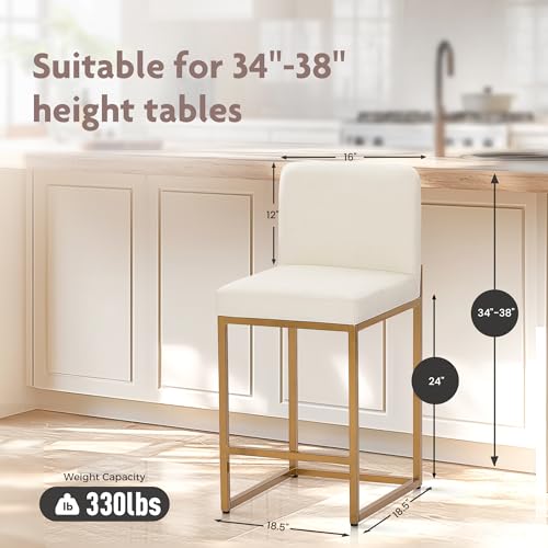 Alpha Home Off-White 24" Counter Height Bar Stool Set of 3