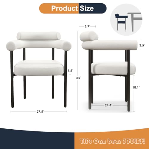 AODAILIHB White Mid-Century Boucle Kitchen Chair Set of 2