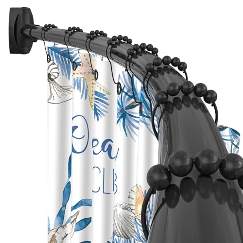 YNL Curved Rustproof Shower Rod, Matte Black, 35-82In, Adjustablebathtub Bathroom