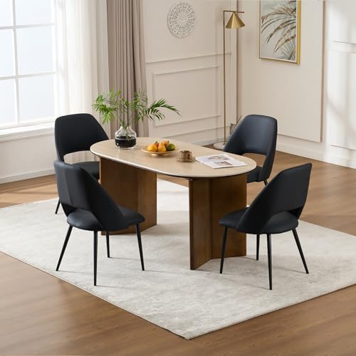 Rowill Black Mid Century Modern Dining Chairs Set of 2