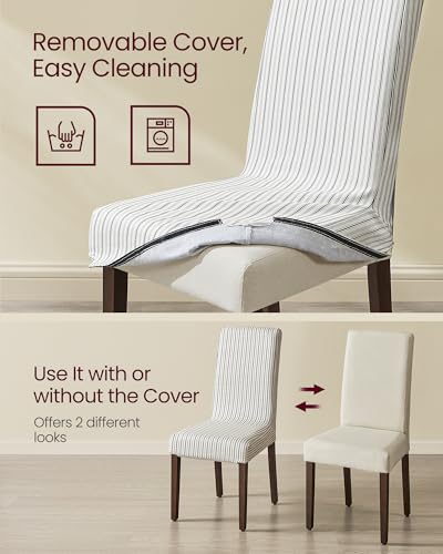 VASAGLE Cream White Dining Chair Set of 4 UKDC152W14