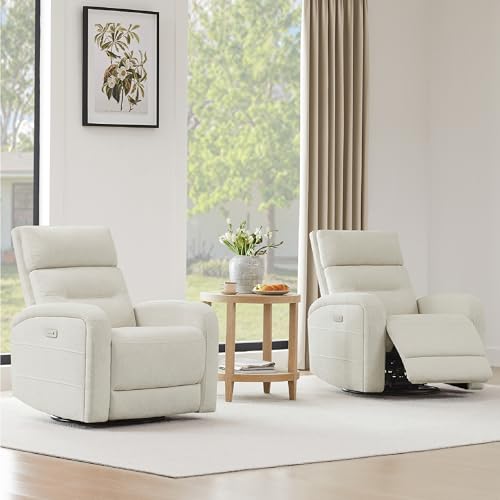 Linen Fabric Swivel Glider Rocker Recliner for Adults