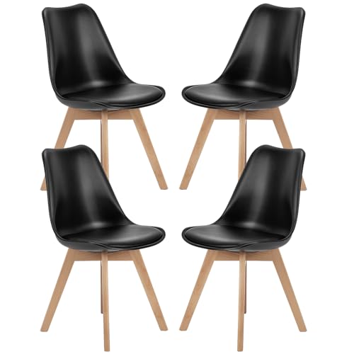 Mid Century Modern PU Leather Dining Chair Set