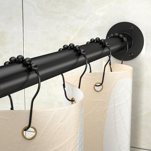 Adjustable L Shaped Corner Shower Curtain Rod for Bathroom - Black