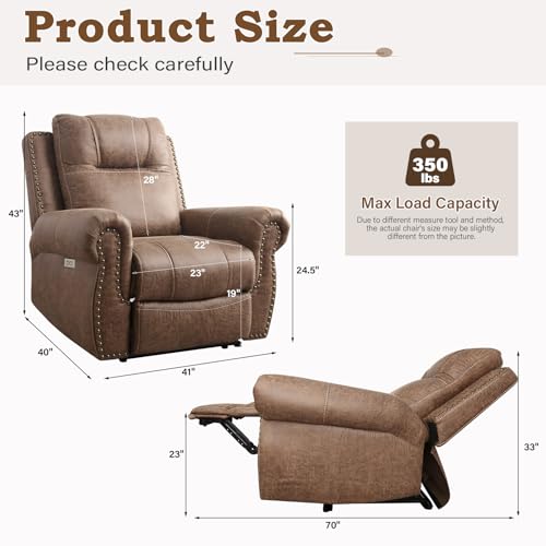 Oversized Electric Power Recliner with USB Ports for Living Room
