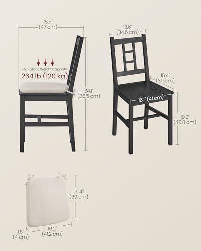 VASAGLE Curved Ebony Dining Chair Set, Set of 6 UKDC150B16