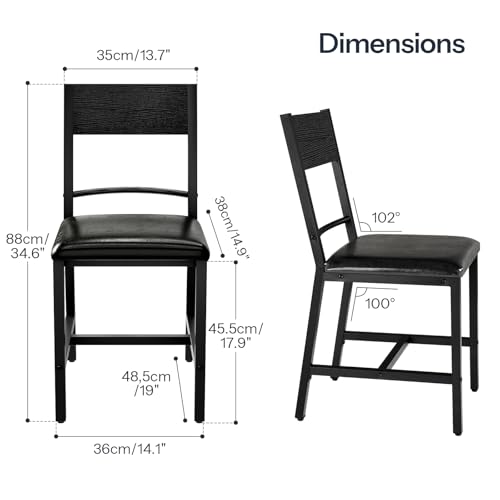 HOOBRO Black Mid Century Modern Kitchen Dining Chair Set BB36CD01