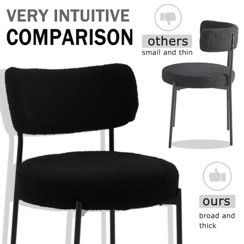 Elegant Black Boucle Dining Chair Set of 4