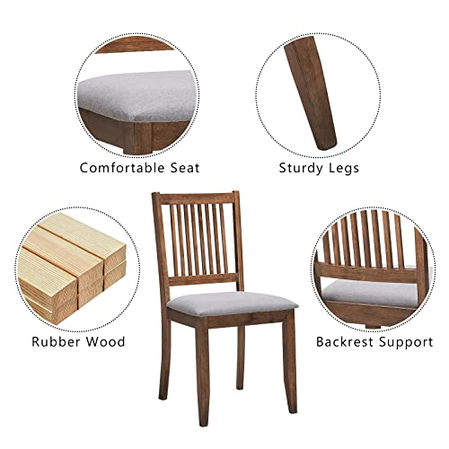 Farmhouse Wooden Dining Chair Set, Upholstered Side Chairs