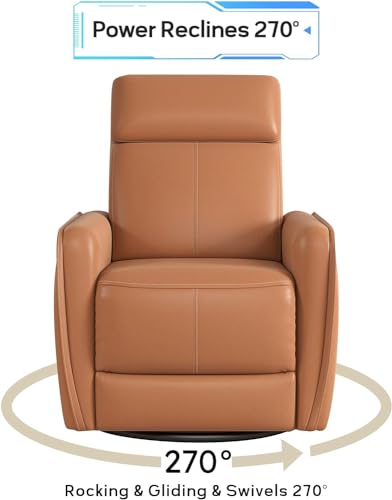 Electric Swivel Recliner with USB Port for Nursery and Living Room, Orange