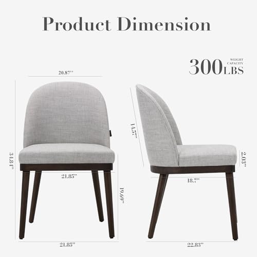 COLAMY Light Grey Upholstered Dining Chair Set of 2
