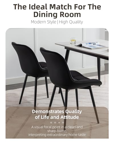 Modern Black Faux Leather Dining Chairs Set of 2 for Kitchen - Comfortable and Stylish