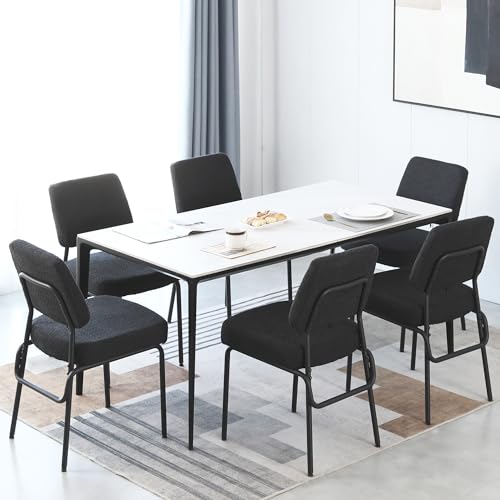 Modern Black Dining Chairs Set of 6 with Upholstered Cushions for Living Room and Bedroom