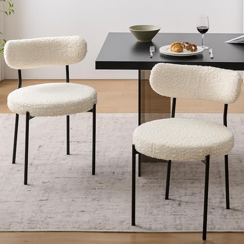 Modern Black & White Dining Chair Set - Comfortable Beige Bezel - Kitchen & Dining Room (Set of 4)