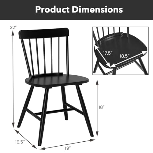 Giantex Windsor Farmhouse Dining Chair Set of 4, Black