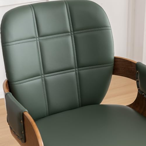 Mid Century Modern Dining Chairs with Cushioned Seat & High Back (Walnut Green)