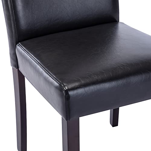 Watson & Whitely Black Faux Leather Low Back Dining Chairs, Set of 2