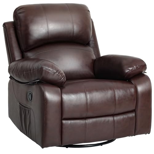 YITAHOME Brown Faux Leather Recliner with Heat, Massage, and Rocking Function