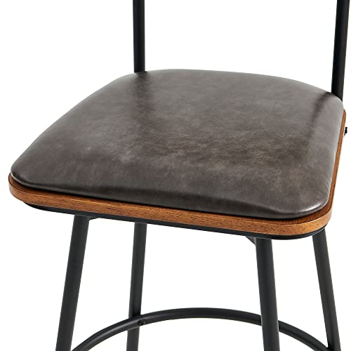 Chita Dark Grey Faux Leather Swivel Bar Stools, Set of 2, 27" Seat Height