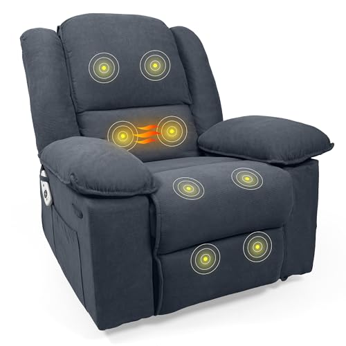 FLEXISPOT Massage Rocker Recliner Chair w/Heat & Vibration, Blue-Gray