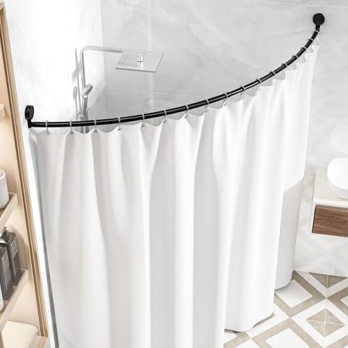 AIZESI Curved Adjustable Black Shower Curtain Rod 42-73 inches