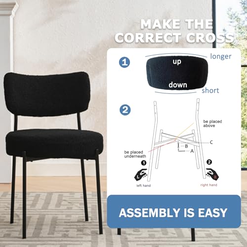 Elegant Black Boucle Dining Chair Set of 4
