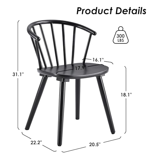 Windsor Mid-Century Modern Kitchen Dining Chairs with Wooden Finish