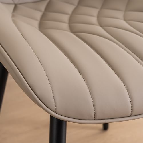 Mid Century Modern Khaki Faux Leather Dining Chair Set of 2