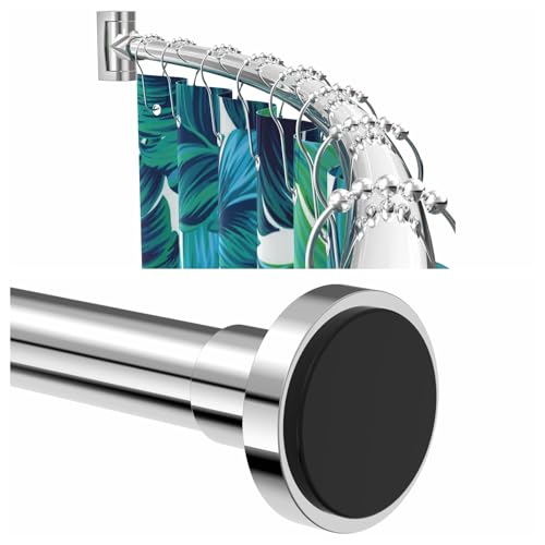 PrettyHome Chrome Adjustable Curved and Spring Shower Rods