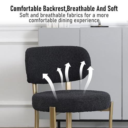2 Black Upholstered Dining Chairs with Gold Legs for Modern Décor