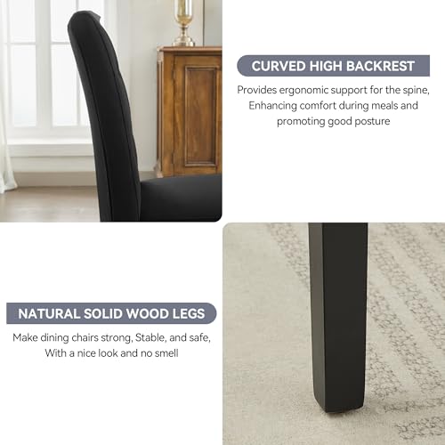 Black Button Tufted Velvet Parsons Dining Chair Set of 2