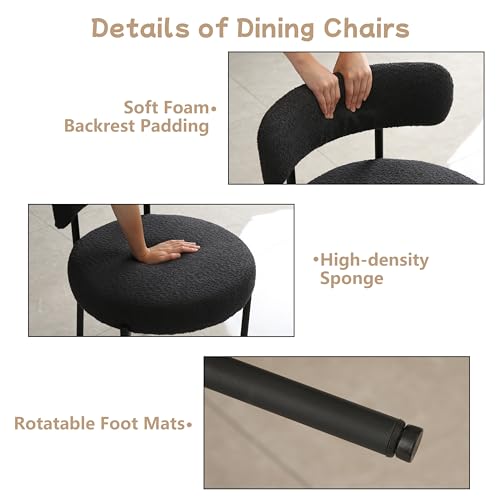 Simplified title: Round Upholstered Dining Chairs Set of 2 for Modern Dining Rooms