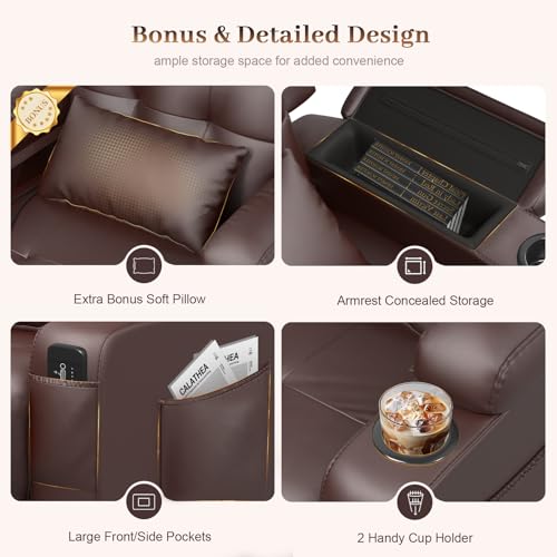 Oversized Electric Recliner Chair with Heat, Massage, and Storage for Living Room