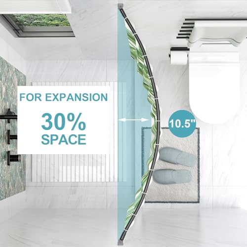 Adjustable Aluminum Curved Shower Curtain Rod for Bathroom and Bathtub, 43-72 Inches, Black